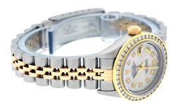 Rolex Ladies Quickset Two Tone Channel Set Diamond Bezel Datejust Wristwatch