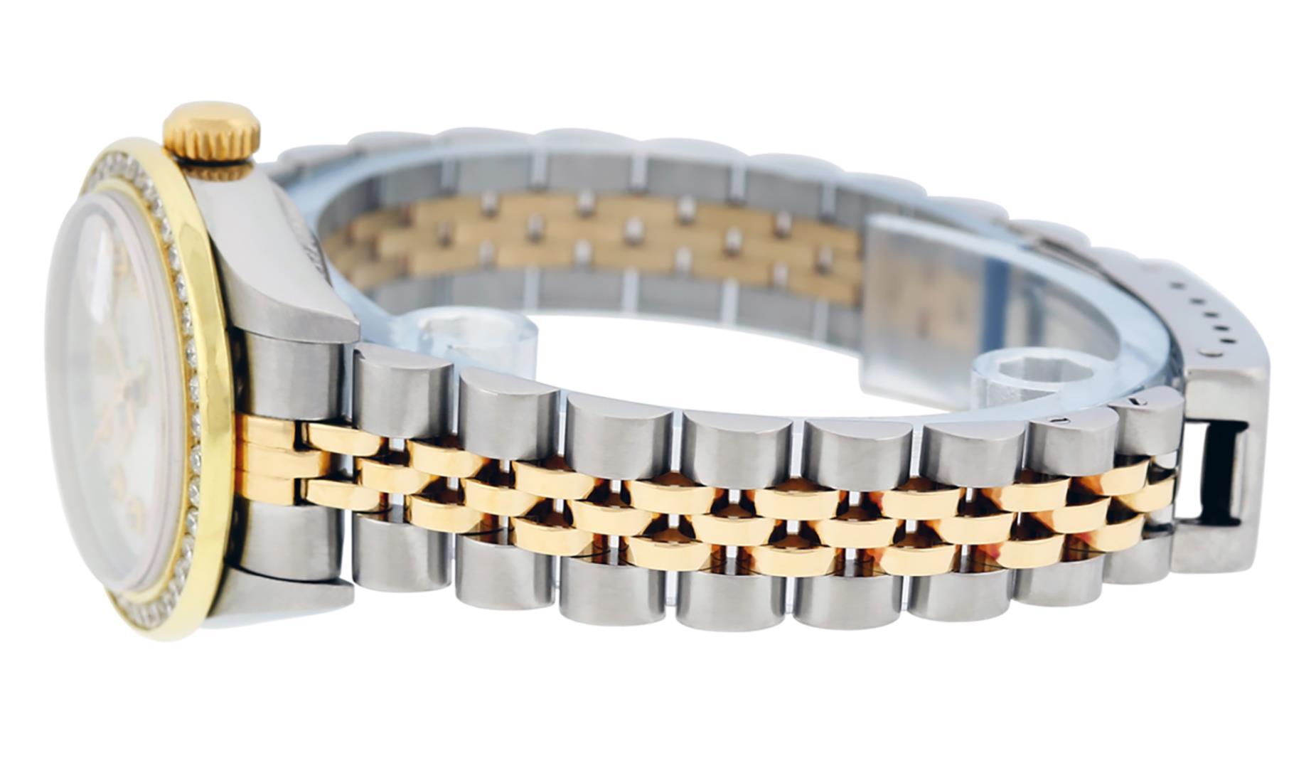 Rolex Ladies Quickset Two Tone Channel Set Diamond Bezel Datejust Wristwatch