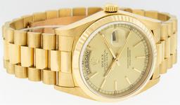 Rolex Mens Quickset 18K Yellow Gold Factory Champagne Index Dial Day Date Presid