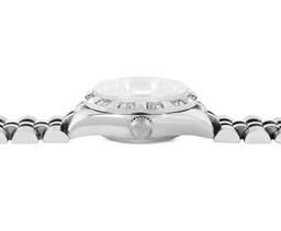 Rolex Ladies Stainless Steel Quickset Sapphire Silver Pyramid Diamond Datejust H