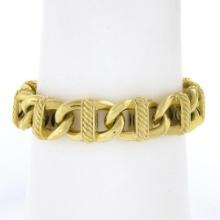David Yurman 18K Gold 6.5" Wide Open Cable Link Chain Bracelet w/ Twisted Wire