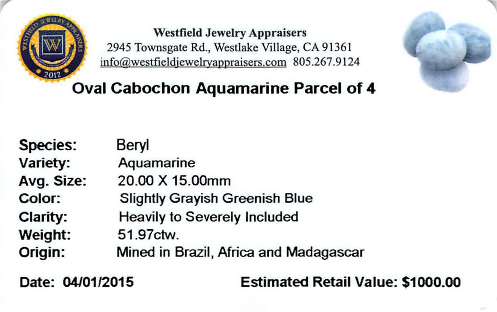 51.97 ctw Cabochon Aquamarine Parcel