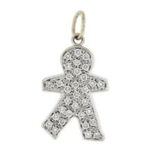 Bibigi 18k White Gold 0.55 ctw Pave Set Round Diamond Child Person Charm Pendant