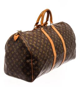 Louis Vuitton Brown Monogram Canvas Keepall 55 Travel Bag