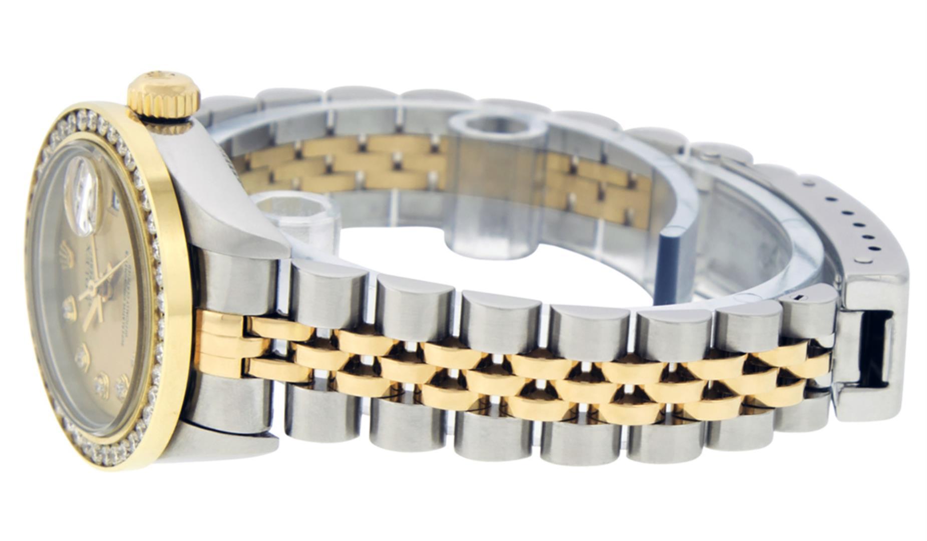 Rolex Ladies Quickset Two Tone Champagne Channel Set Diamond Datejust Wristwatch