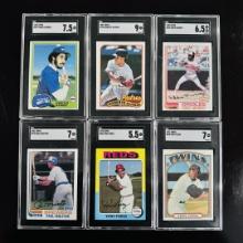 Set of (6) SGC Graded Topps Baseball Cards - HOF Stars incl. Alomar, Murray, Mol