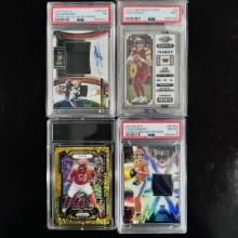 Set of (4) NFL Rookie Cards - PSA Graded, Patch & Auto Inserts