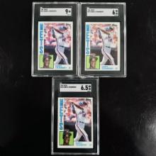 Set of (3) 1984 Topps Darryl Strawberry Rookie Cards - SGC Graded