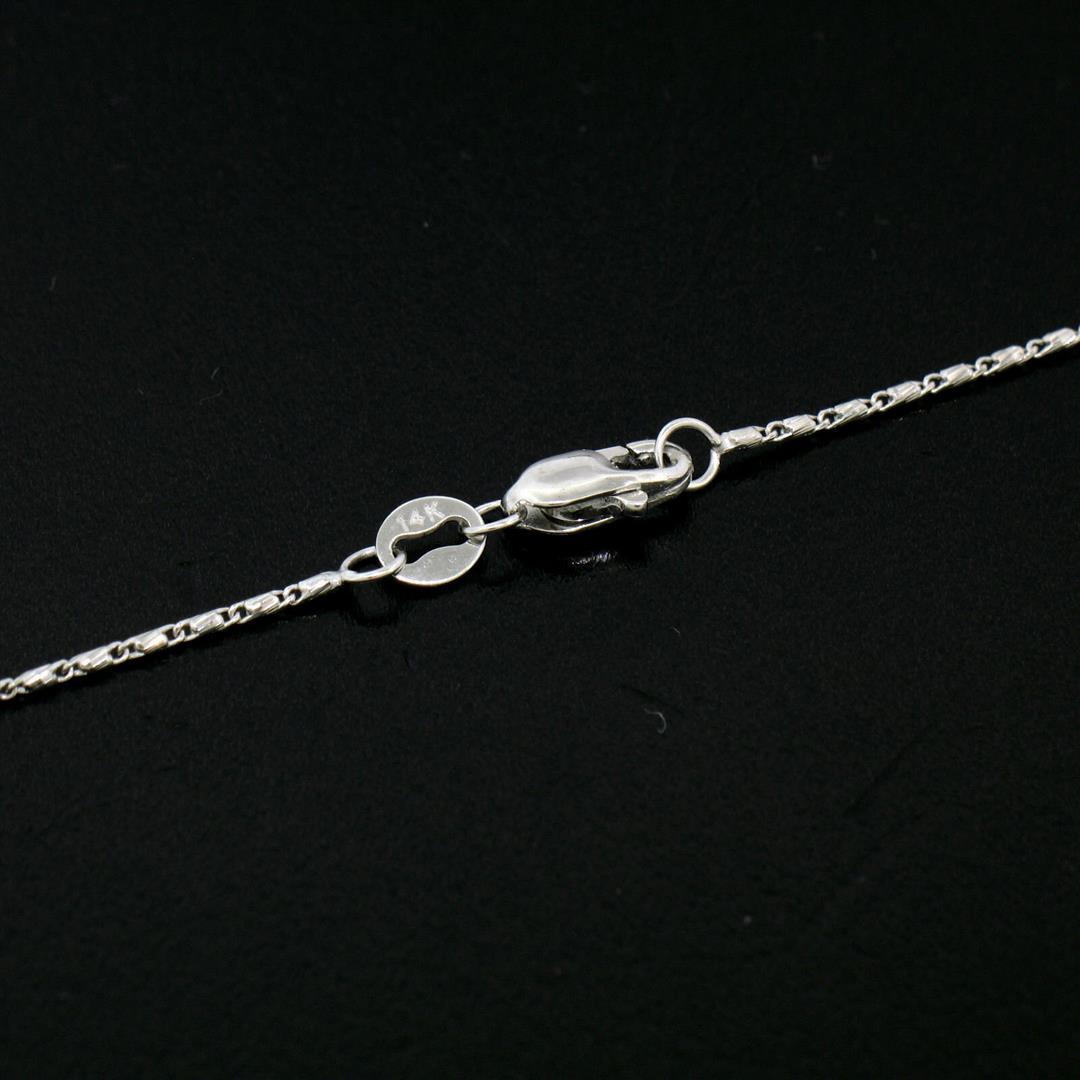 Large 14k White Gold 1.18 ctw Round Diamond Cross Pendant w/ 18" Fancy Link Chai