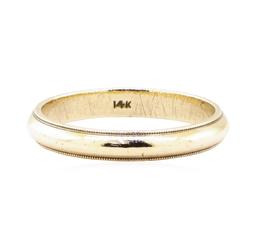 3.5mm Half Dome Milgrain Edge Wedding Band - 14KT Yellow Gold