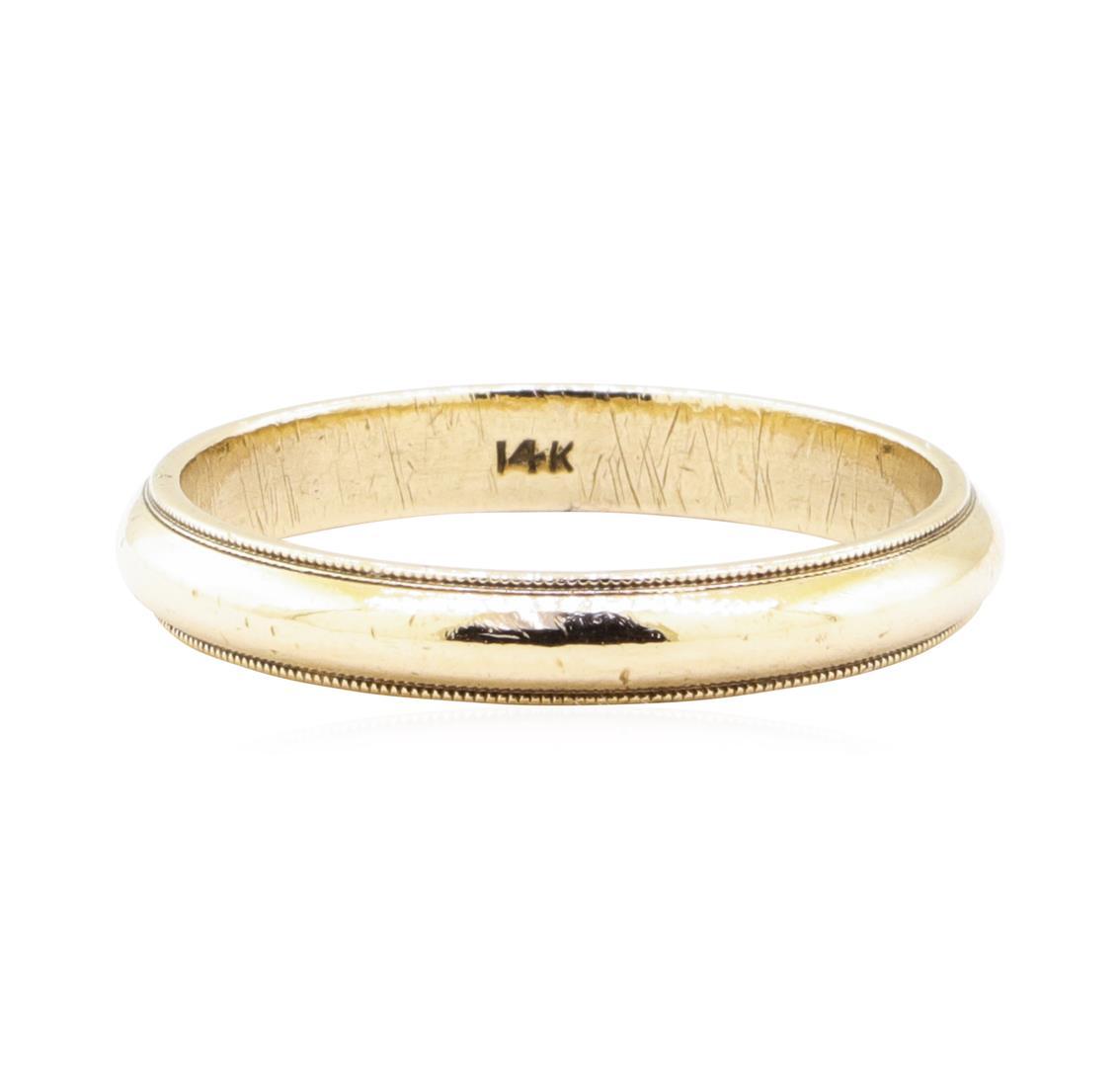 3.5mm Half Dome Milgrain Edge Wedding Band - 14KT Yellow Gold