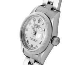 Rolex Ladies Stainless Steel Sapphire Quickset White Roman Smooth Bezel Oyster B
