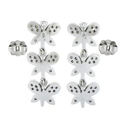 Fancy 18k White Gold 0.80 ctw Round Diamond 3 Tier Butterfly Drop Dangle Earring