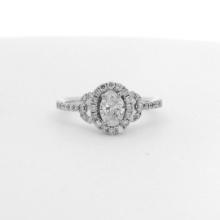 0.79 ctw Diamond Halo Wedding Ring - 14KT White Gold