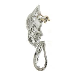 Vintage Solid Platinum 1.95 ctw Old Cut Diamond Ribbon Bow Flower Pin Brooch