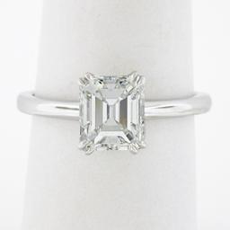 NEW Platinum 1.88 ctw GIA Old Emerald Cut Prong Diamond Solitaire Engagement Rin