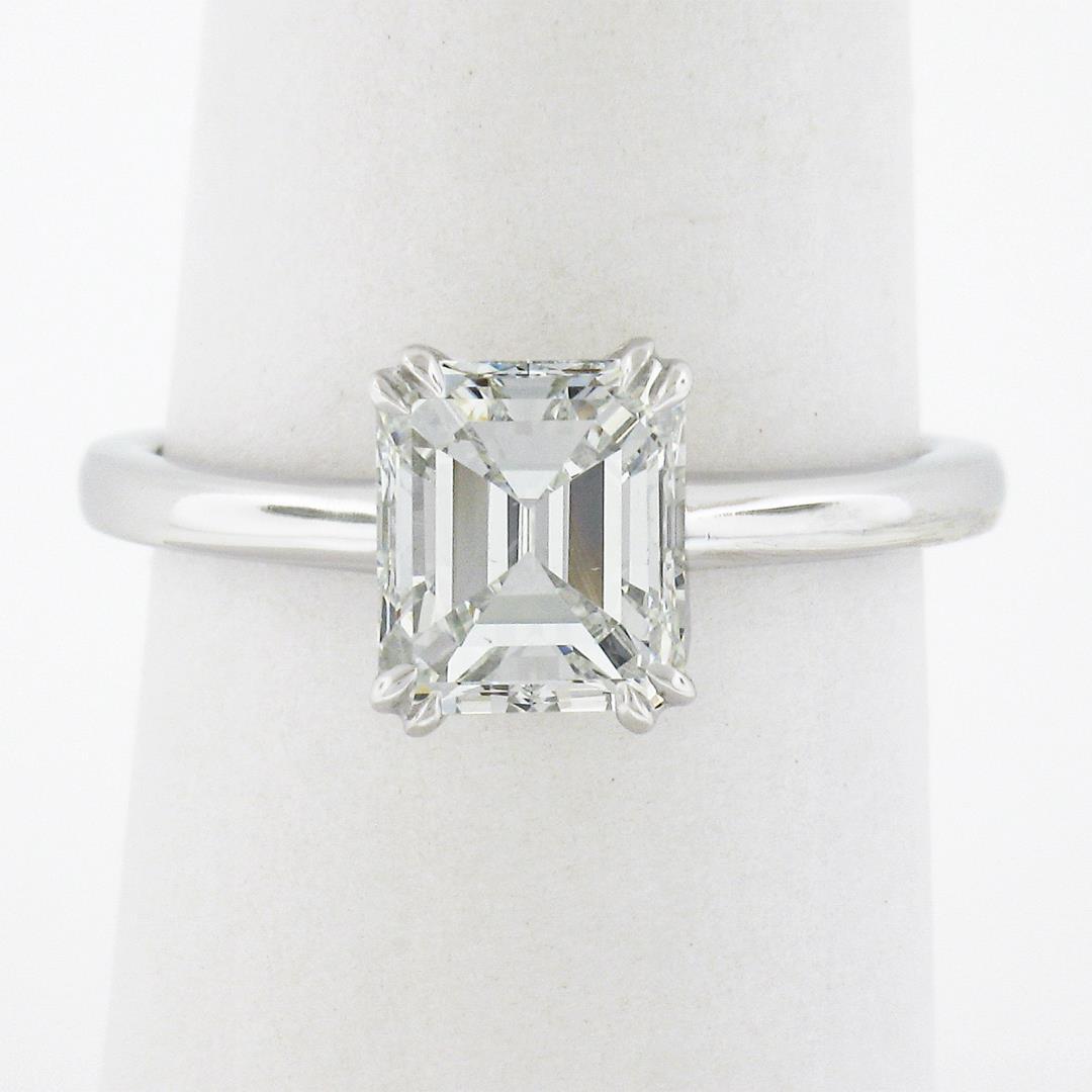 NEW Platinum 1.88 ctw GIA Old Emerald Cut Prong Diamond Solitaire Engagement Rin