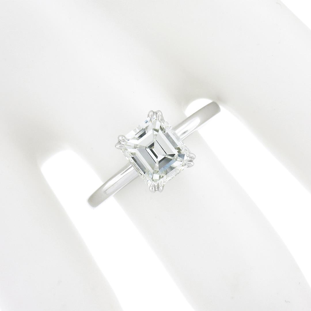 NEW Platinum 1.88 ctw GIA Old Emerald Cut Prong Diamond Solitaire Engagement Rin