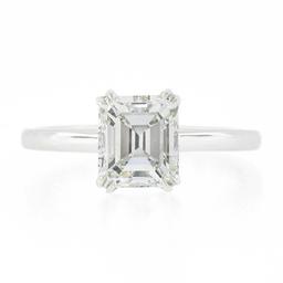 NEW Platinum 1.88 ctw GIA Old Emerald Cut Prong Diamond Solitaire Engagement Rin