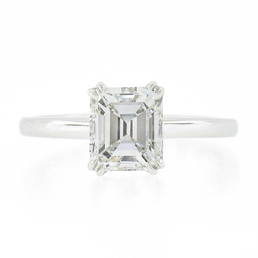 NEW Platinum 1.88 ctw GIA Old Emerald Cut Prong Diamond Solitaire Engagement Rin