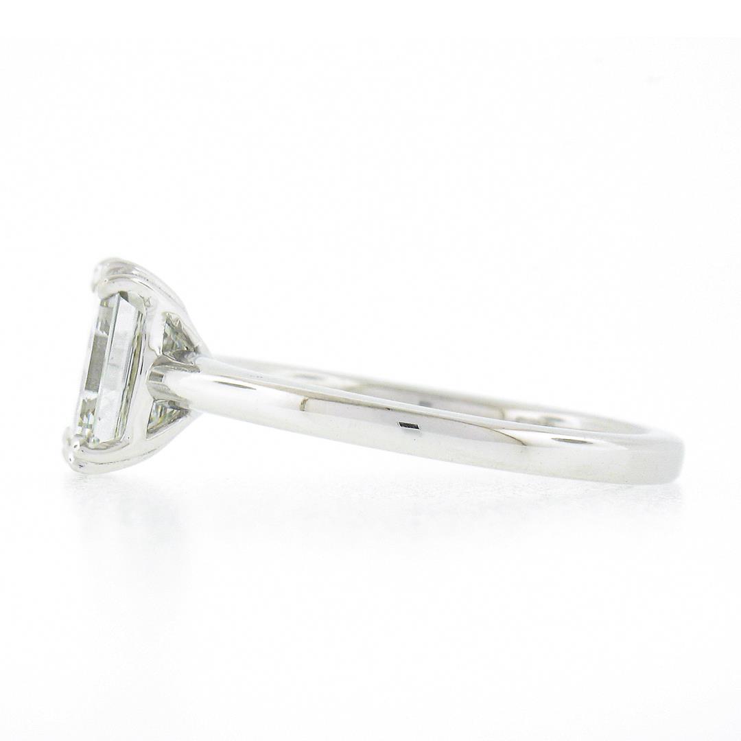 NEW Platinum 1.88 ctw GIA Old Emerald Cut Prong Diamond Solitaire Engagement Rin
