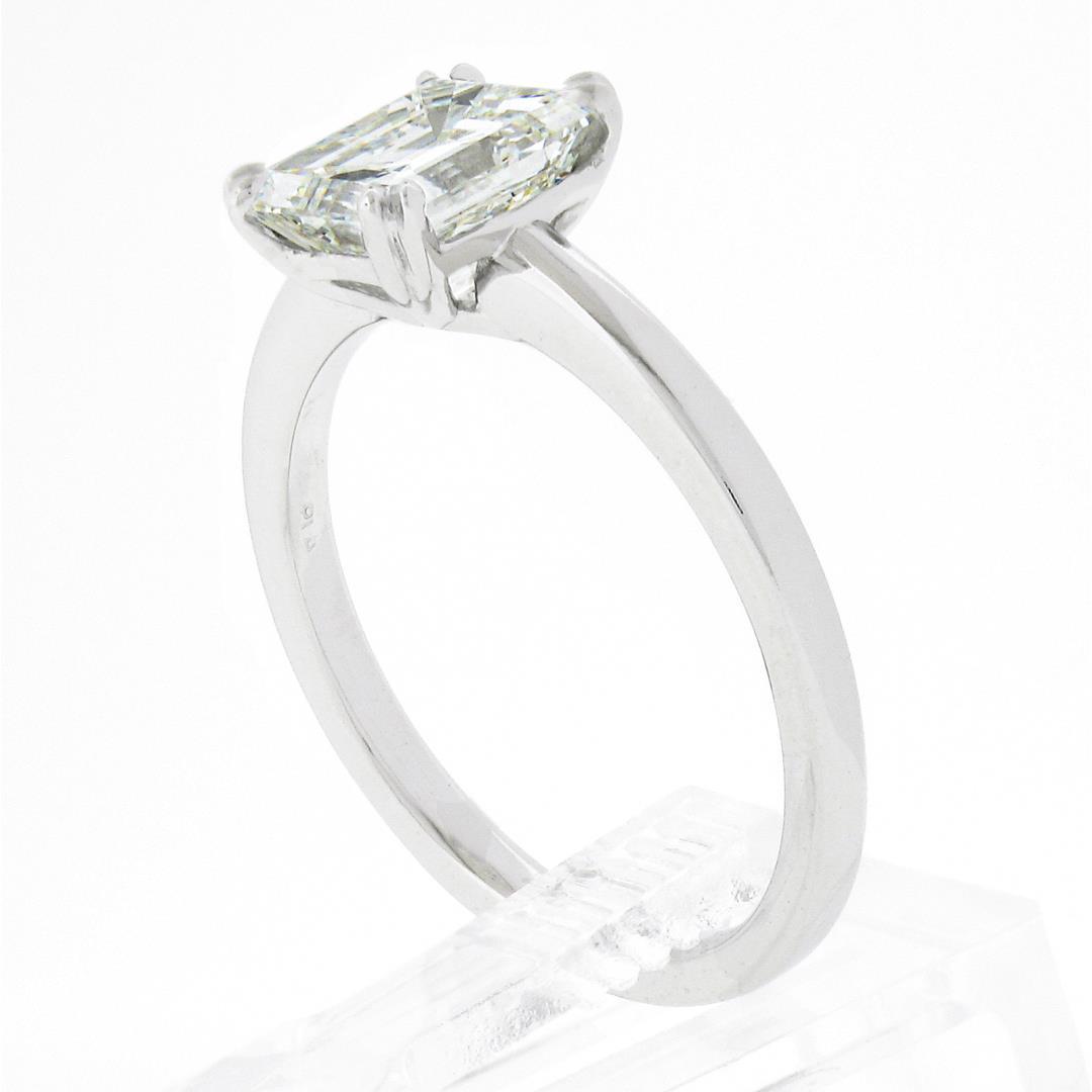 NEW Platinum 1.88 ctw GIA Old Emerald Cut Prong Diamond Solitaire Engagement Rin