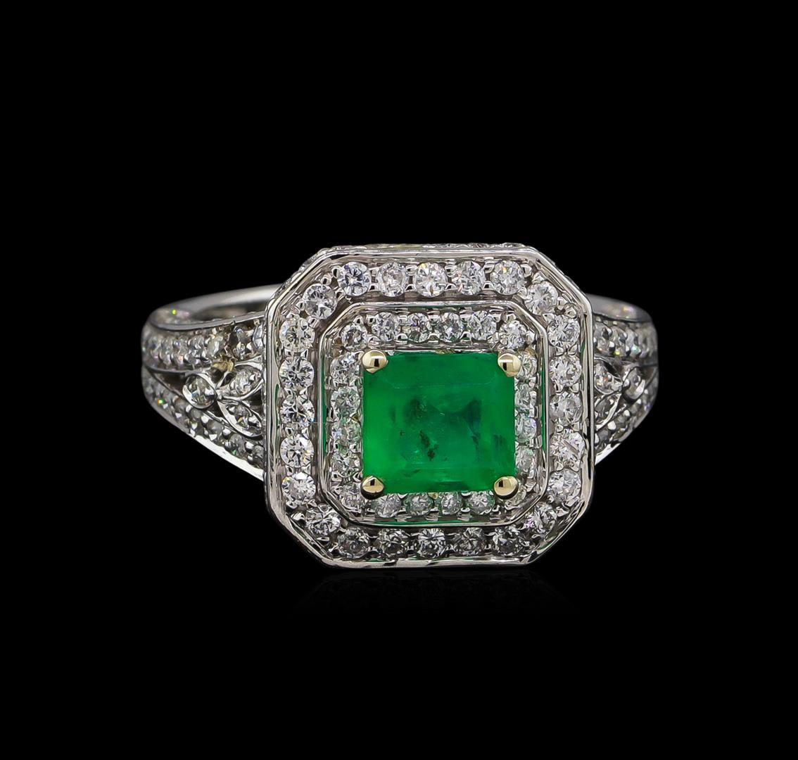 14KT White Gold 0.83 ctw Emerald and Diamond Ring