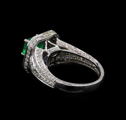 14KT White Gold 0.83 ctw Emerald and Diamond Ring