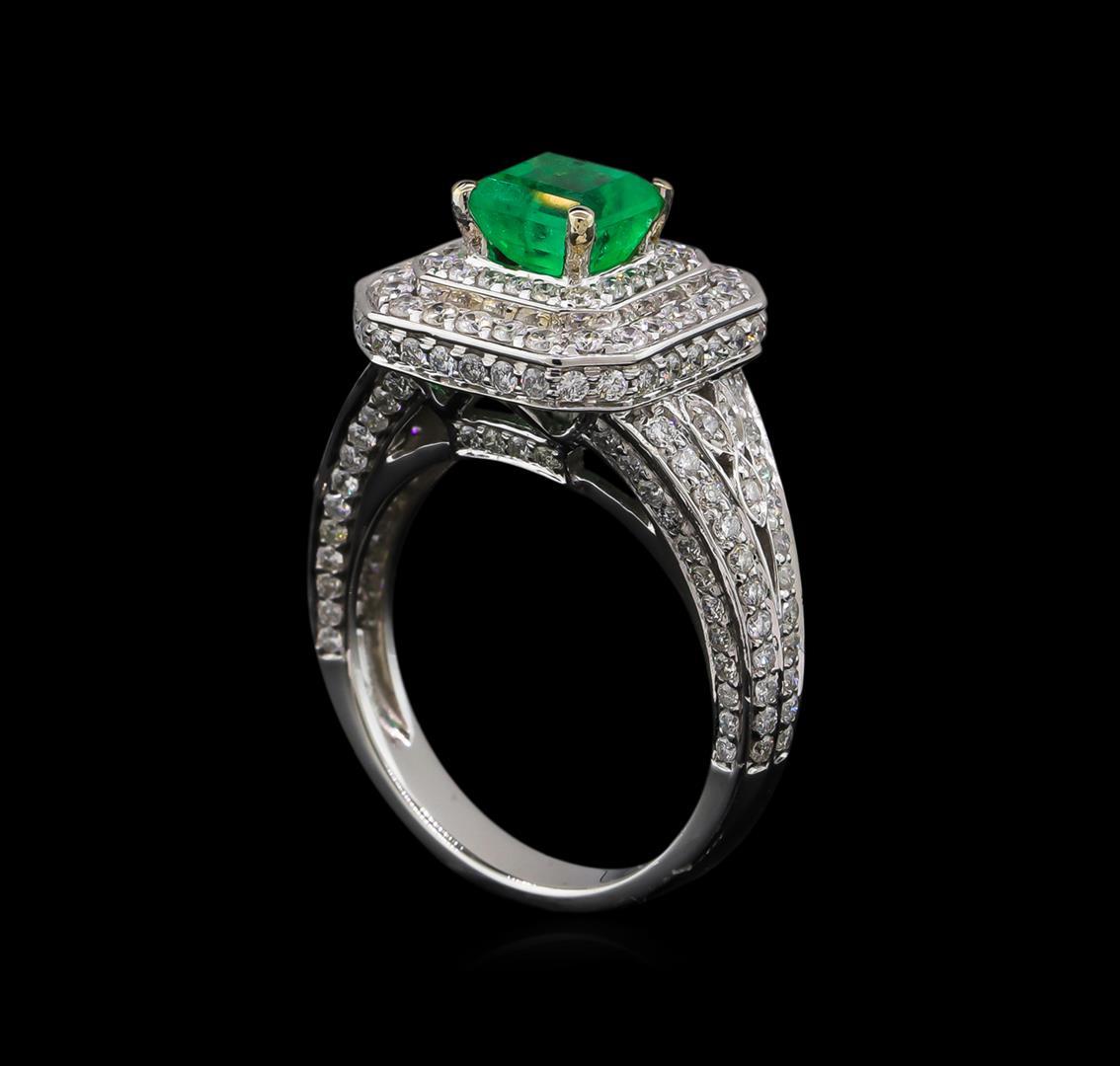 14KT White Gold 0.83 ctw Emerald and Diamond Ring