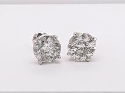 4.01 ctw Diamond Stud Earrings - Platinum