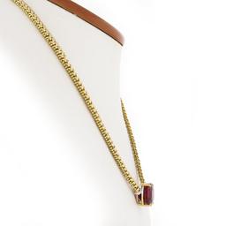 18K Two Tone Gold 12.82 ctw GIA Large Oval Red Rubellite Tourmaline 16" Necklace