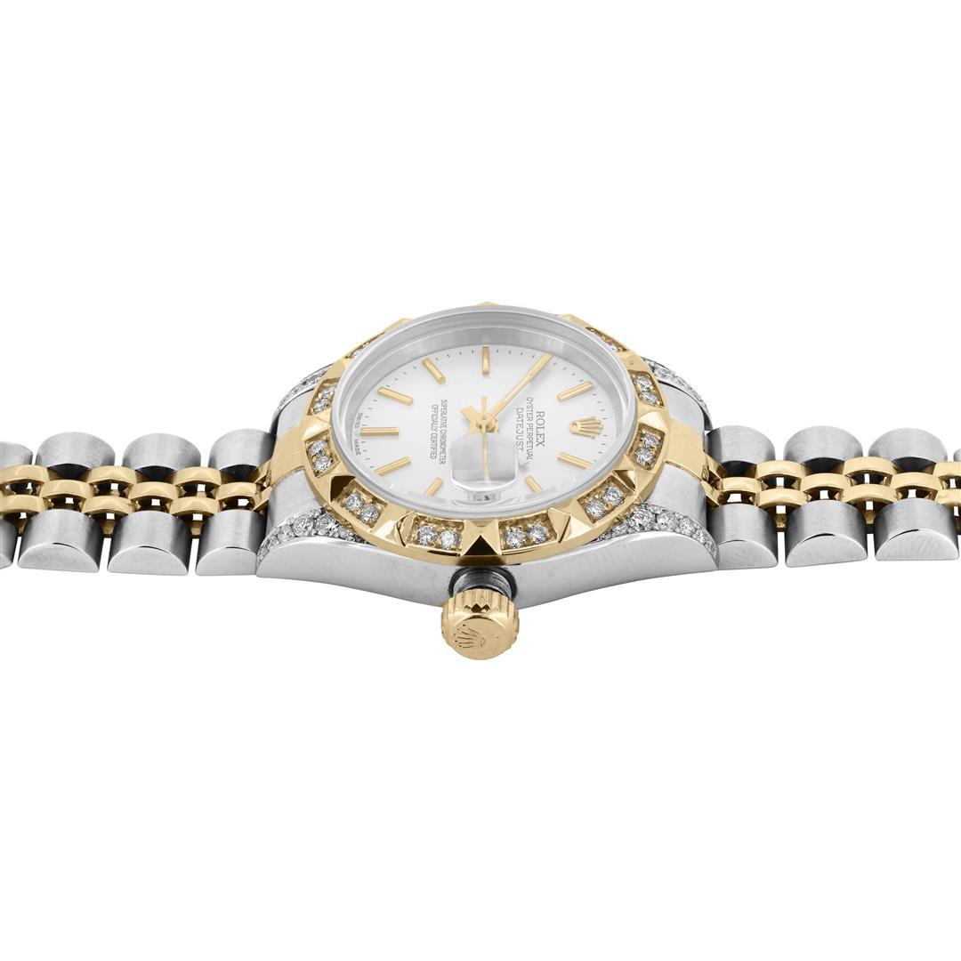 Rolex Ladies Sapphire Quickset 2Tone 18K Diamond Datejust With Rolex Box