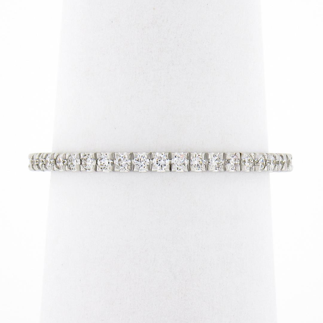 14k White Gold 0.33 ctw Pave Diamond Thin Petite Stack Wedding Eternity Band Rin