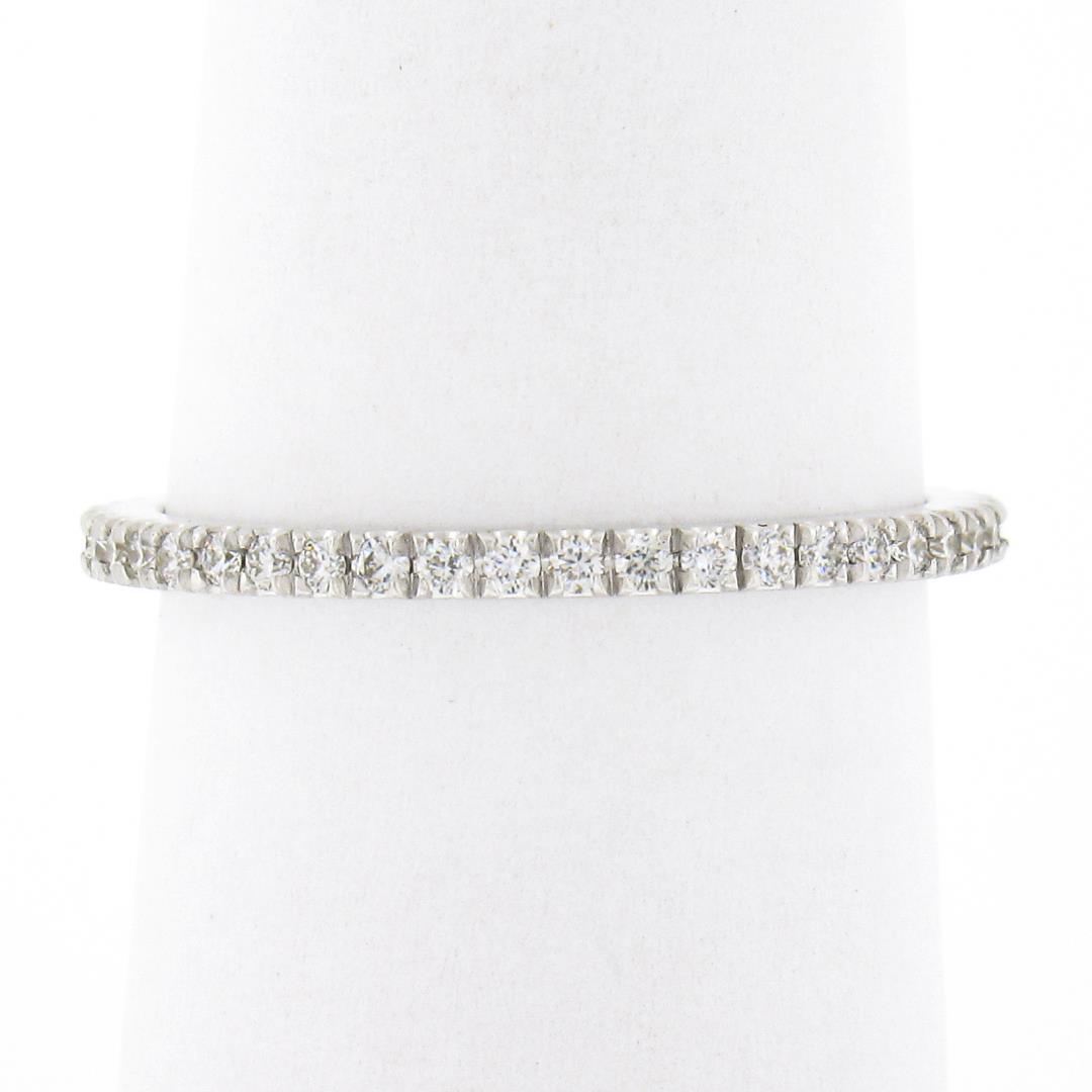 14k White Gold 0.33 ctw Pave Diamond Thin Petite Stack Wedding Eternity Band Rin