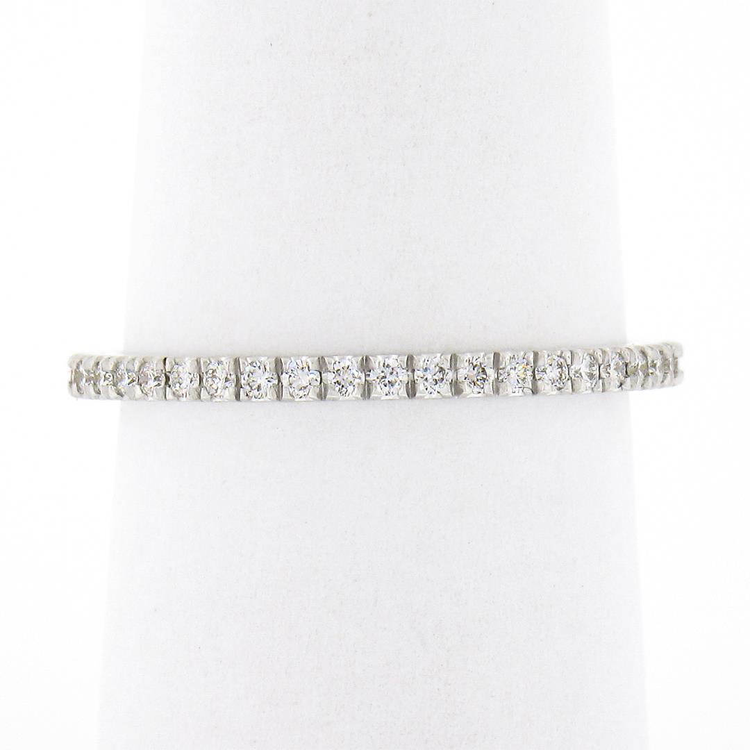 14k White Gold 0.33 ctw Pave Diamond Thin Petite Stack Wedding Eternity Band Rin