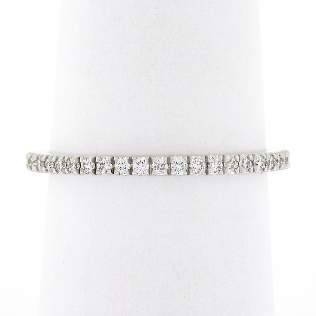 14k White Gold 0.33 ctw Pave Diamond Thin Petite Stack Wedding Eternity Band Rin