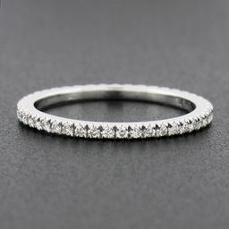 14k White Gold 0.33 ctw Pave Diamond Thin Petite Stack Wedding Eternity Band Rin