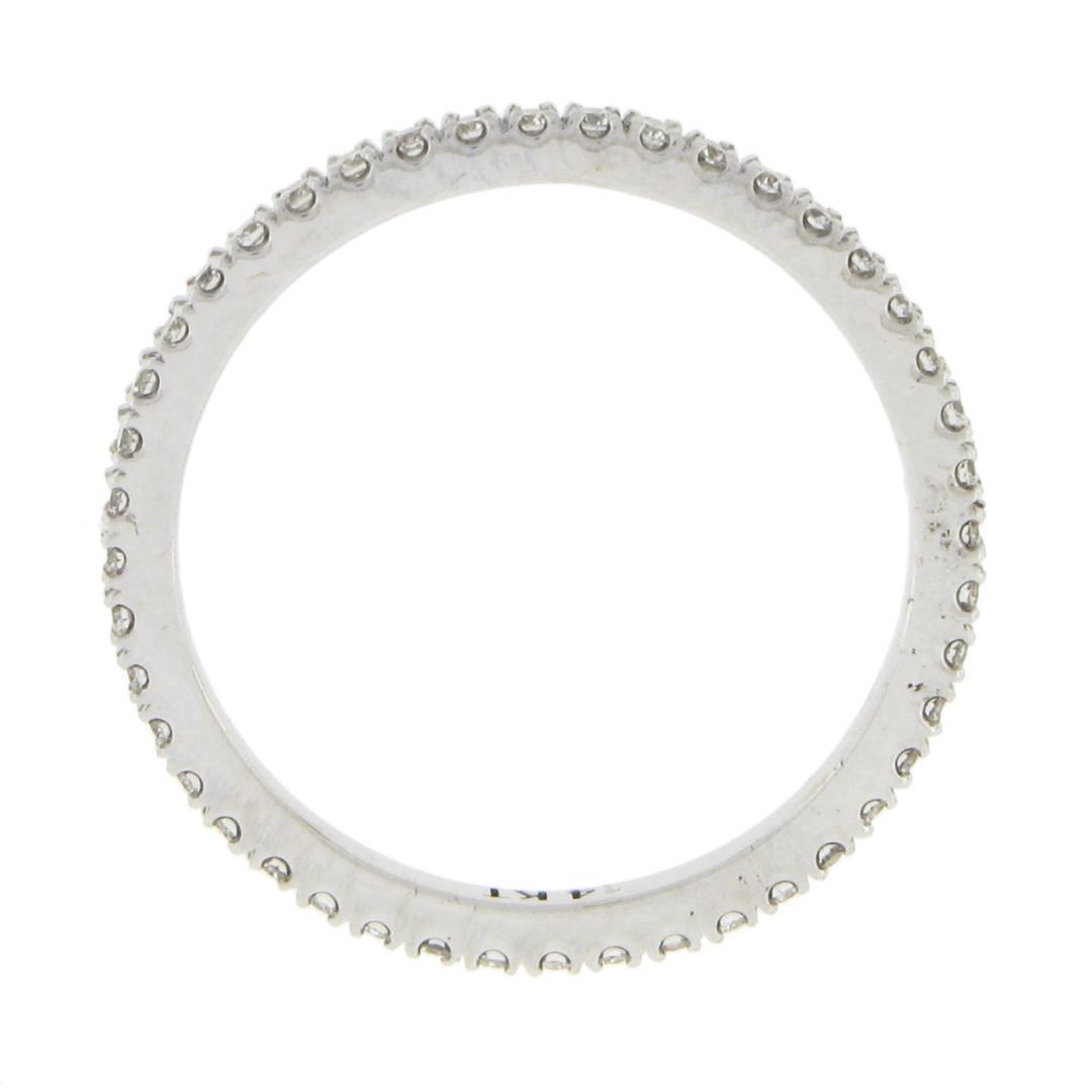14k White Gold 0.33 ctw Pave Diamond Thin Petite Stack Wedding Eternity Band Rin