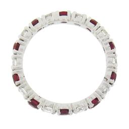 18k White Gold 2.10 ctw Round Ruby Diamond Alternating Eternity Wedding Band Rin