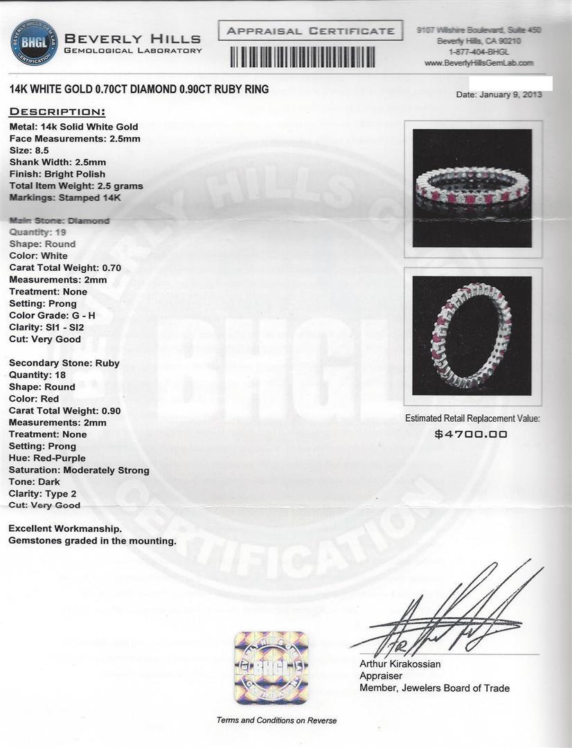 0.90 ctw Ruby and Diamond Ring - 14KT White Gold