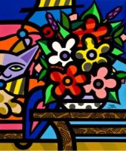 CAT WITH FLOWERS by Jozza