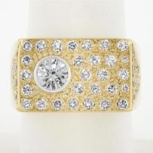 Men's Solid 18k Yellow Gold 0.87 ctw Brilliant Diamond Wide Band Ring