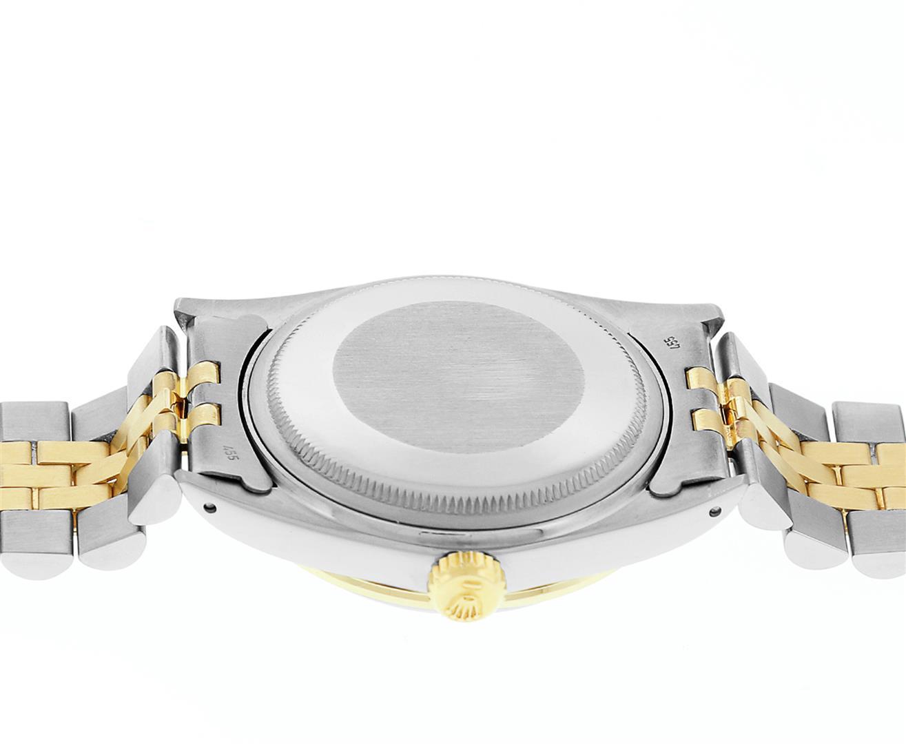 Rolex Mens Champagne Index Dial 18K Yellow Gold Sapphire And Diamond Bezel Datej