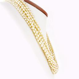 Vintage 11 Strand 31" Freshwater Pearl Necklace w/ 14k Gold Jade Handmade Clasp