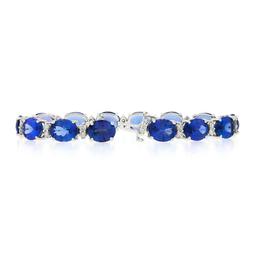 NEW 14k Gold 37.71 ctw Alternating Oval Tanzanite & Round Diamond Tennis Bracele