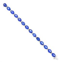 NEW 14k Gold 37.71 ctw Alternating Oval Tanzanite & Round Diamond Tennis Bracele