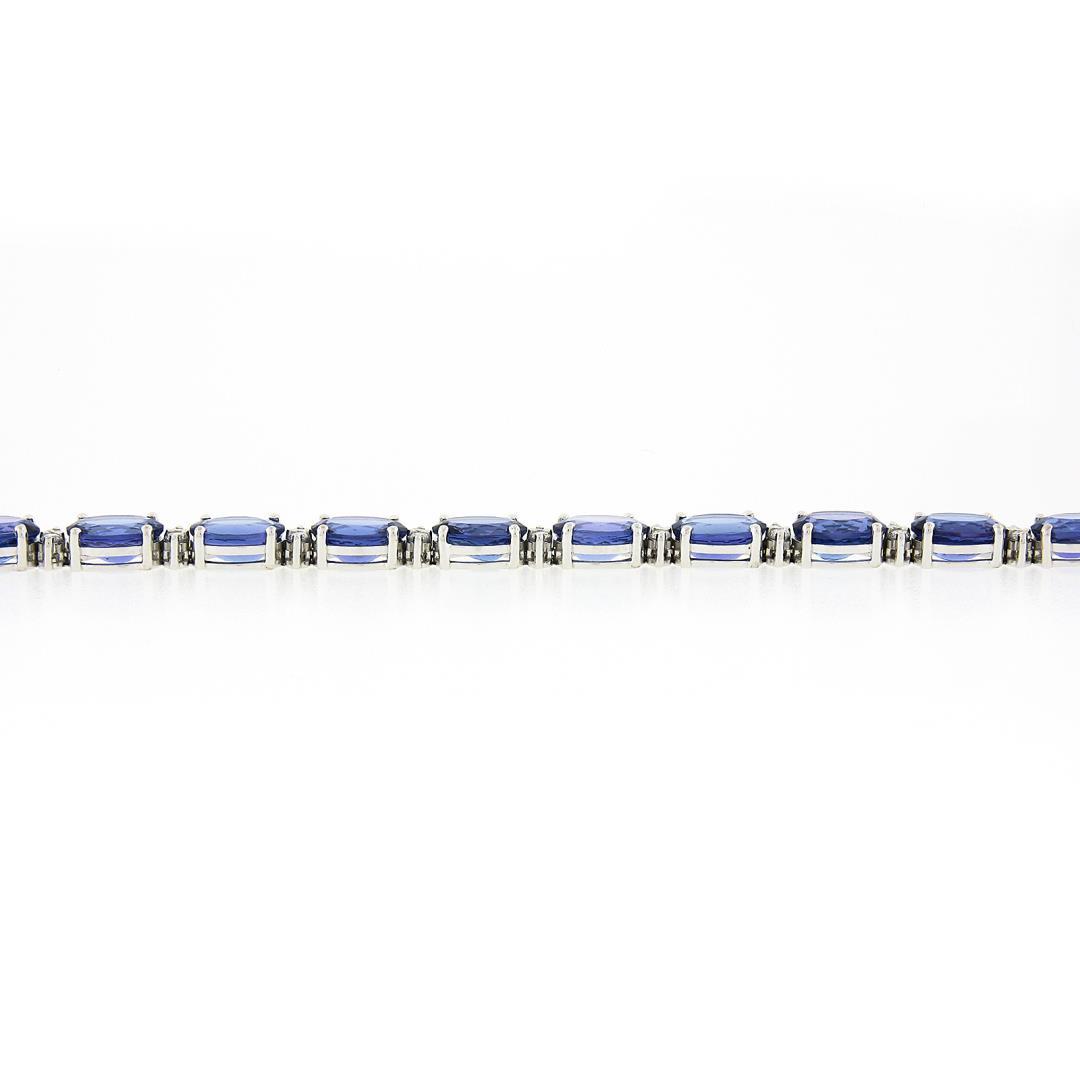 NEW 14k Gold 37.71 ctw Alternating Oval Tanzanite & Round Diamond Tennis Bracele