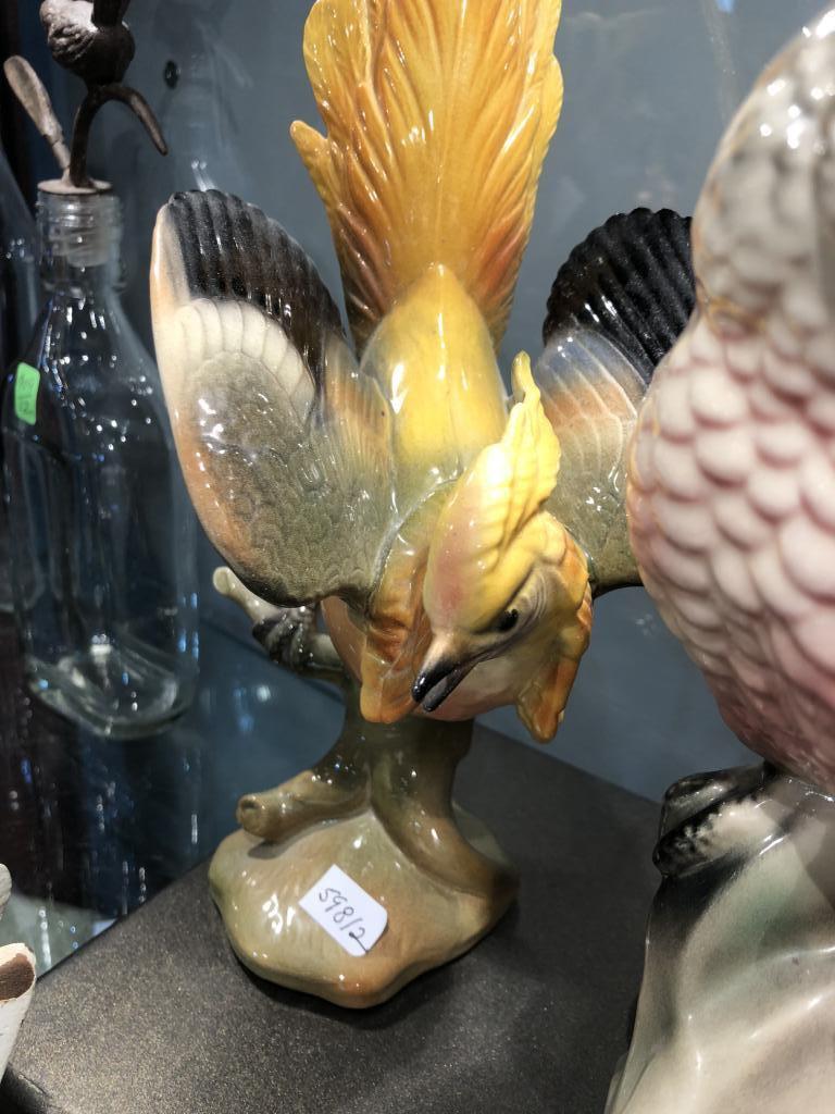 2 Ceramic Tropical Birds - Parrot & Bird of