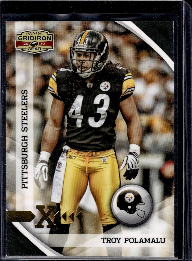 TROY POLAMALU 2010 GRIDIRON GEAR GOLD X'S INSERT