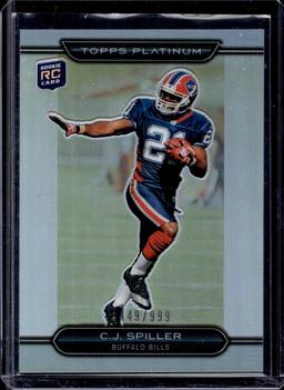 C.J. SPILLER 2010 TOPPS PLATINUM REFRACTOR ROOKIE CARD